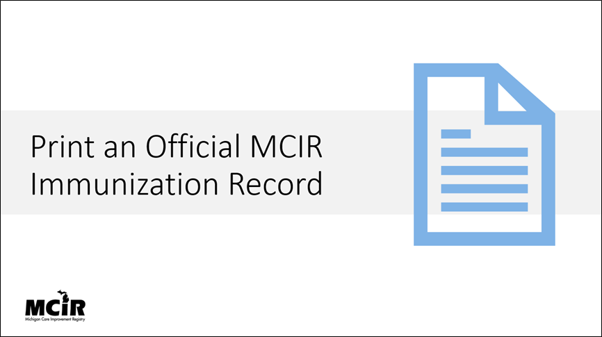 Print an official MCIR Immunization Record